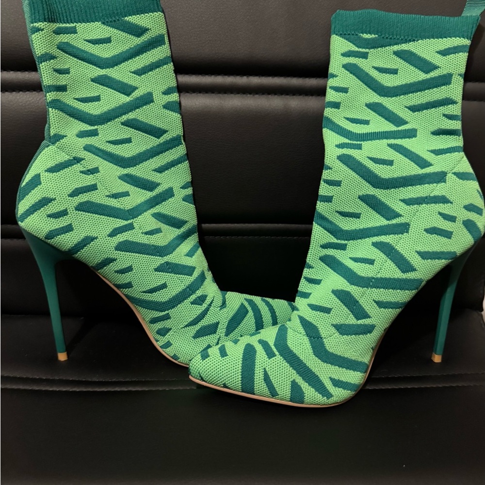 Green Patterned Women's Heels